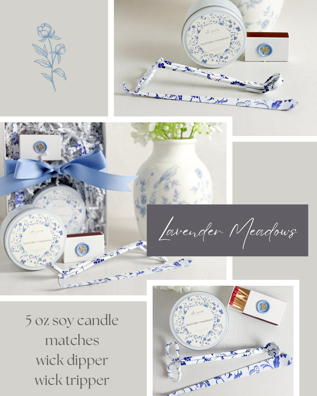 collage of Lavender Meadows gift set images