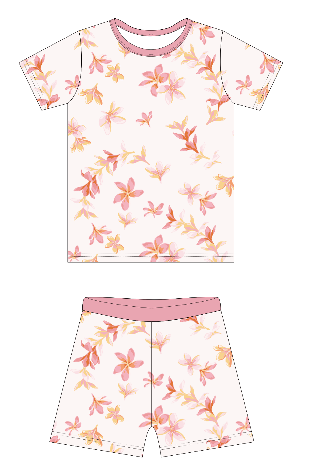 Image of Plumeria Honey Short Bamboo Pajamas