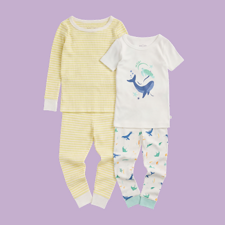 Yellow Stripe Ribbed & Ocean Dreams Short Sleeve Pyjamas 2 Pack