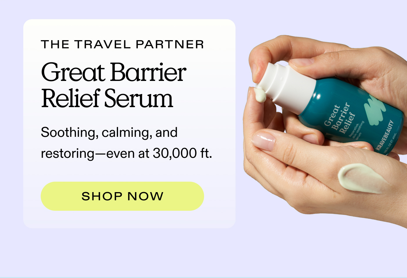 The Travel Partner.  Great Barrier Relief.  Soothing, calming, and restoring—even at 30,000 ft.
