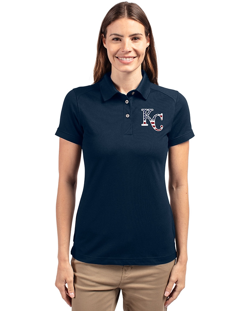 Image of Kansas City Royals Stars & Stripes Cutter & Buck Advantage Recycled Cotton-Blend Pique&nbsp;Womens&nbsp;Polo