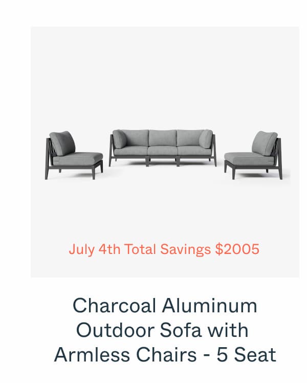 Charcoal Aluminum Outdoor Sofa with Armchairs - 5 Seat