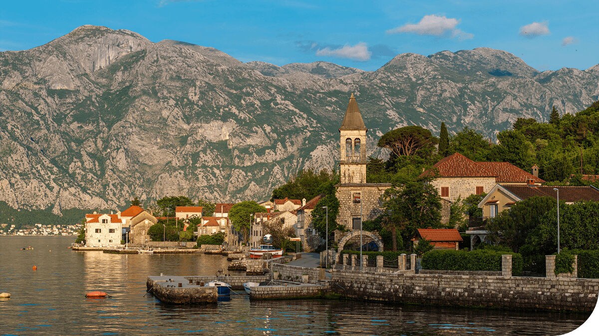 Kotor, Montenegro on a bright sunny day.