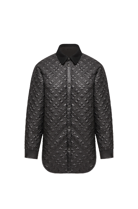 Corduroy-Trimmed Padded Shirt Jacket