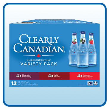 Clearly Canadian Sparlking Water Variety Pack, 11 fl oz, 12-Count