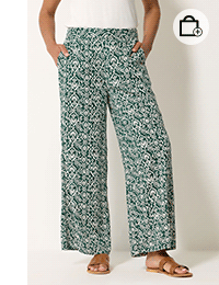 M&Co Green Abstract Print Wide Leg Trousers