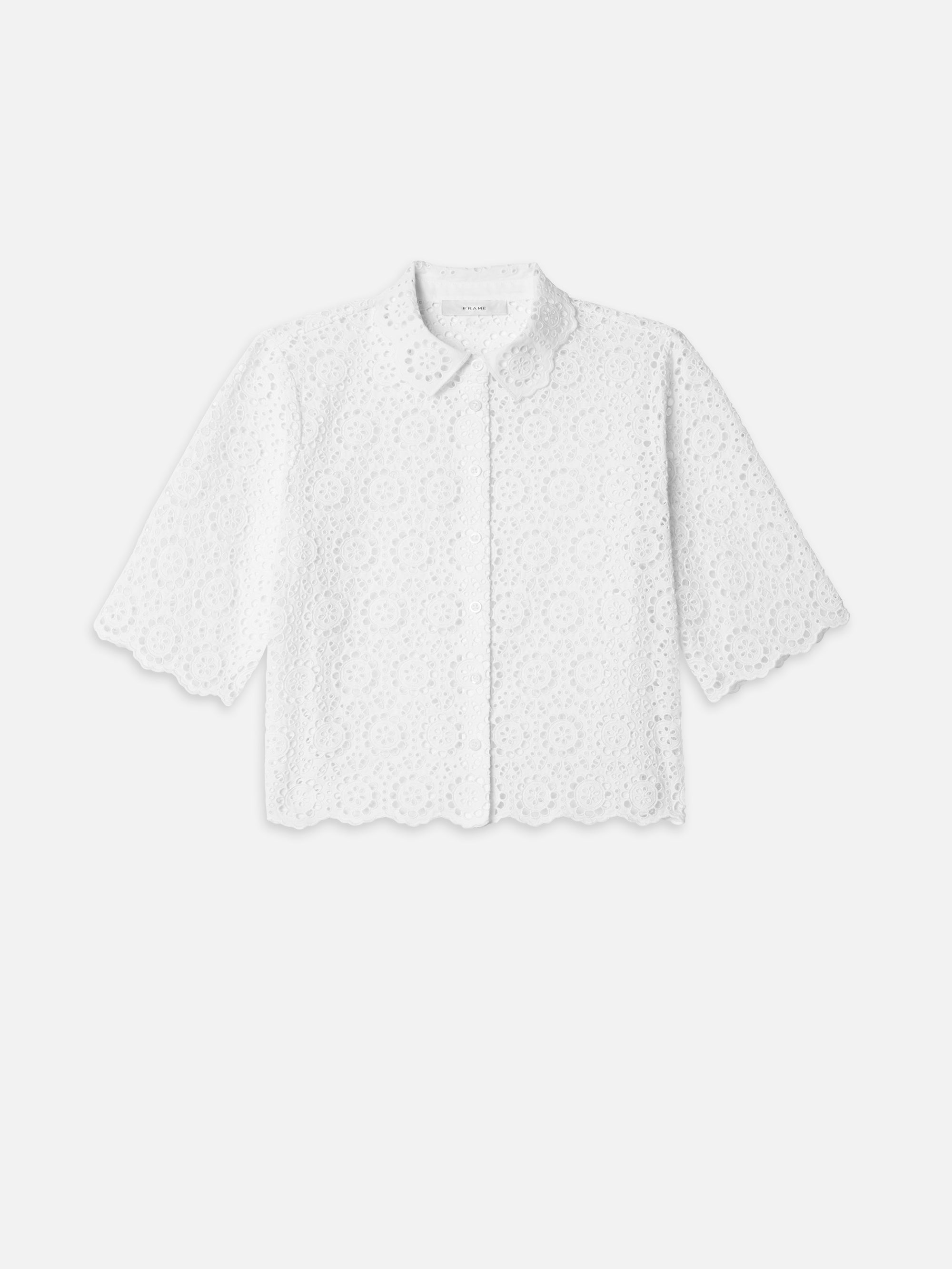 THE PETAL EYELET SHIRT IN WHITE