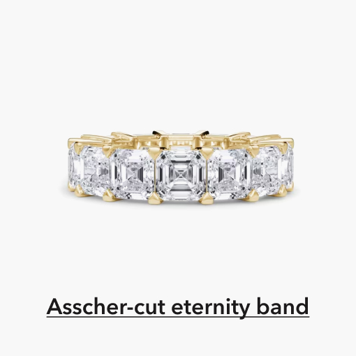 Lab Grown Diamond Asscher-Cut Eternity Band in 18K Yellow Gold