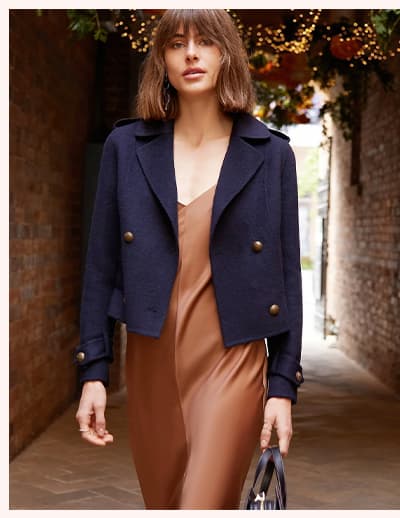 Better Off Wool Blend Military Peacoat - Navy