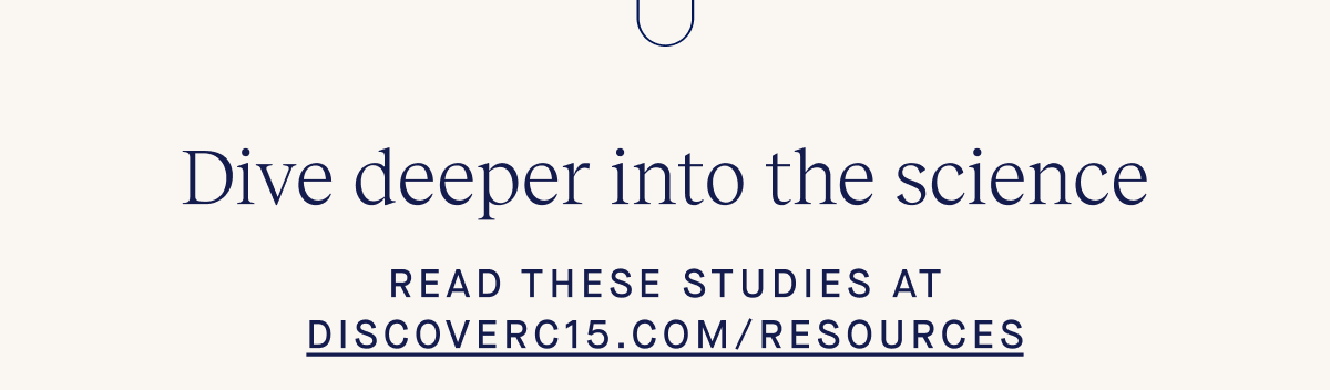 Dive deeper into the science | Read these studies at DiscoverC15.com/resources