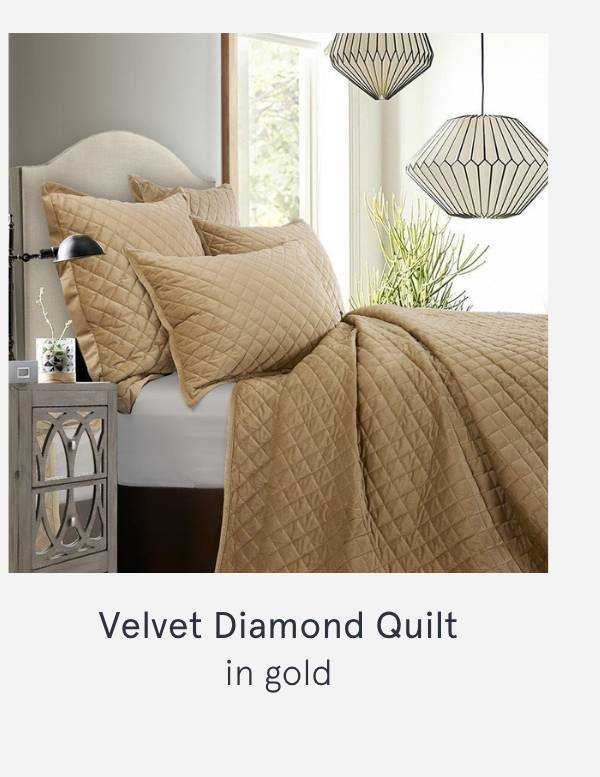 Velvet Diamond Quilt in gold