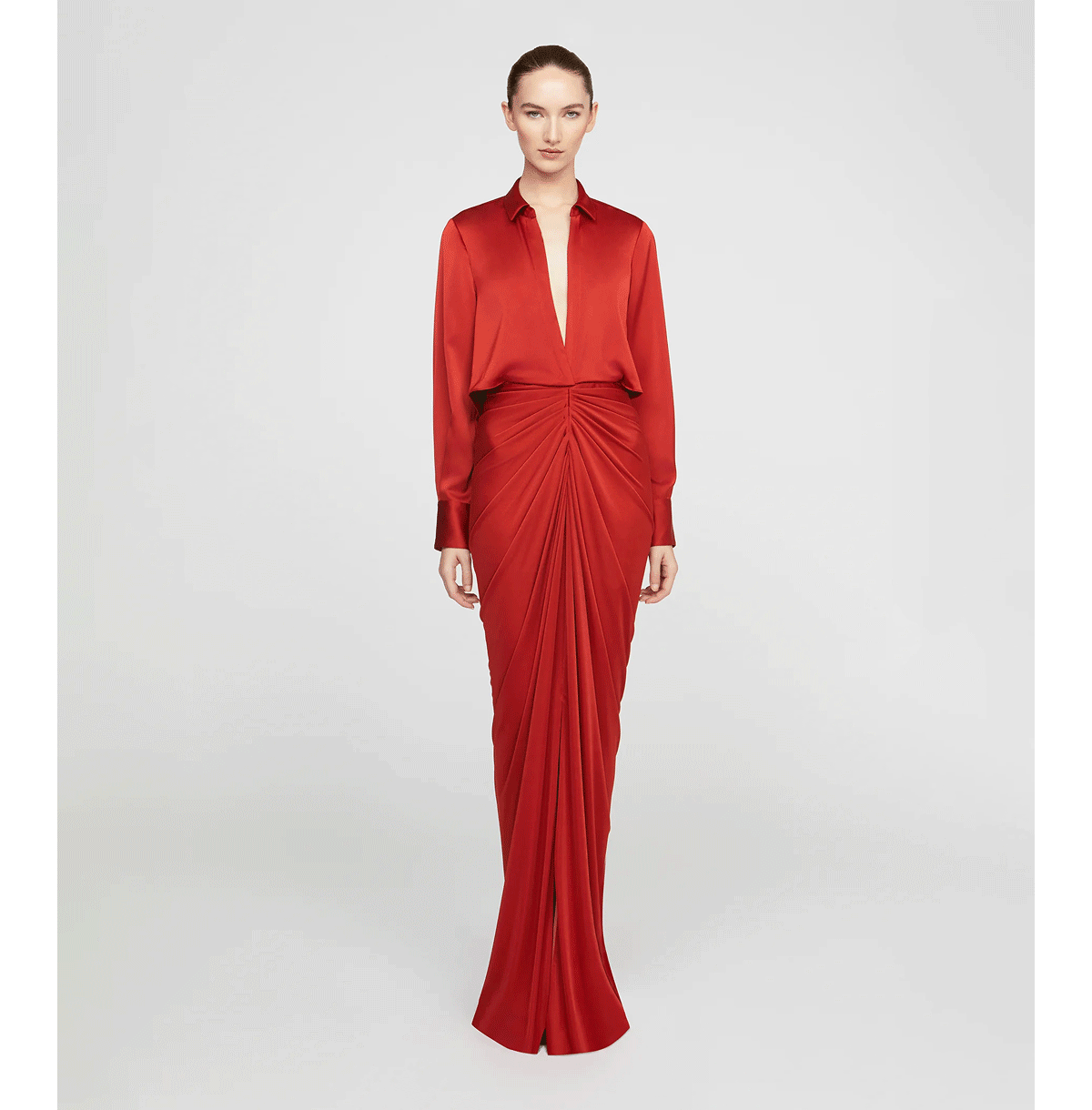 Shop the Katrine Jersey And Satin Gown in Auburn