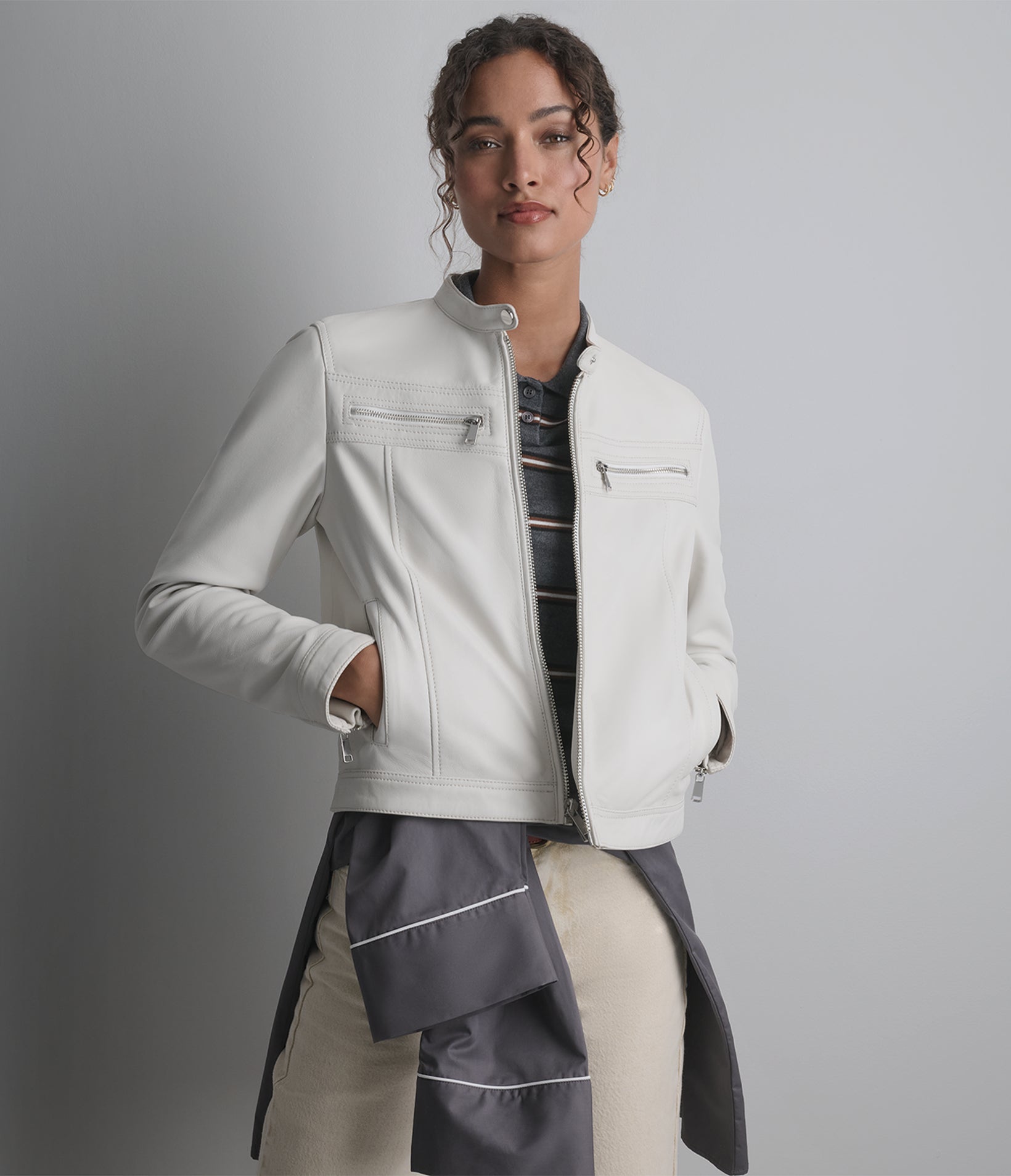 Image of Cassandra Leather Racer Jacket