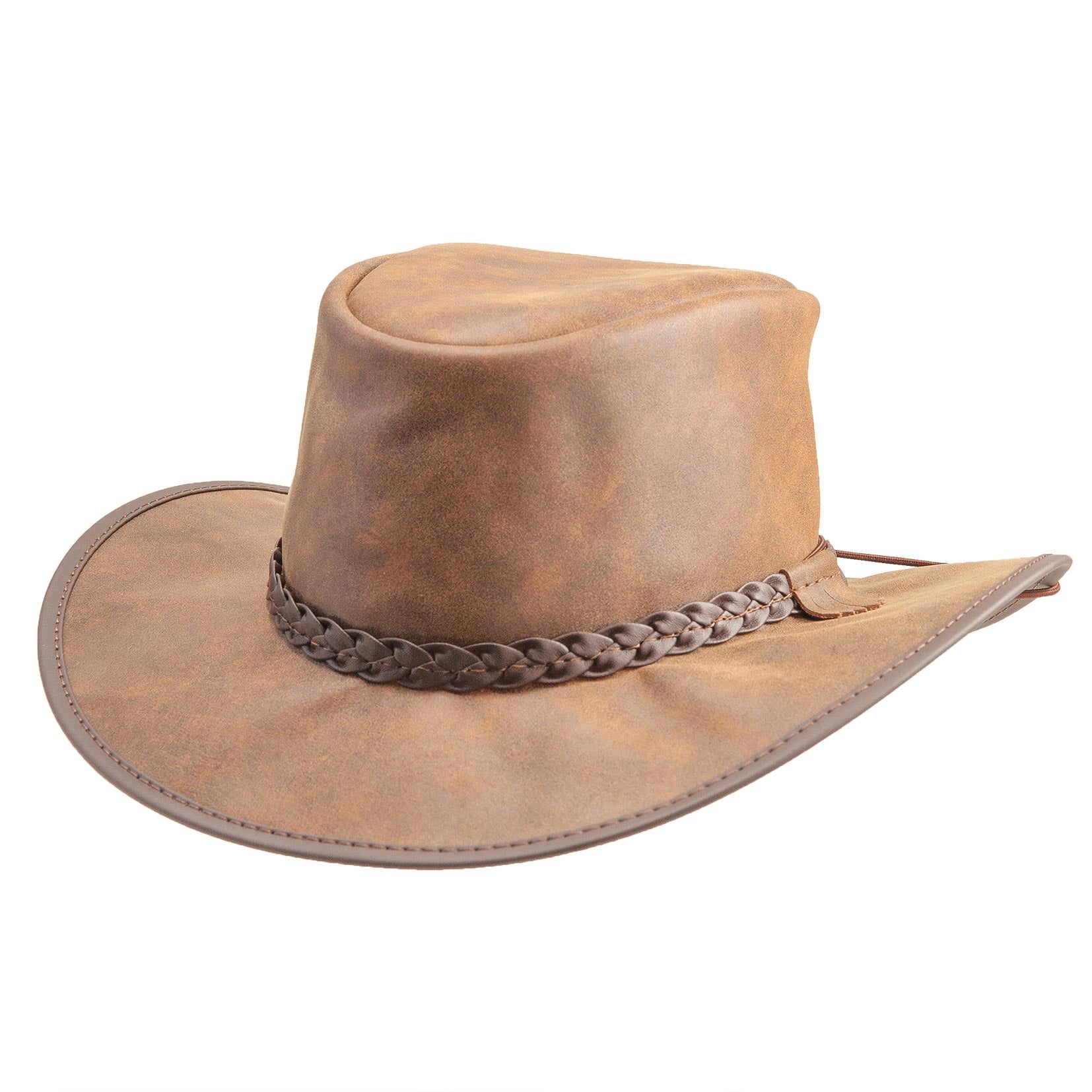 Image of Crusher | Mens Bomber Brown Crushable Leather Outback Hat