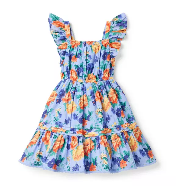 Image of Floral Flutter Sleeve Pintuck Dress
