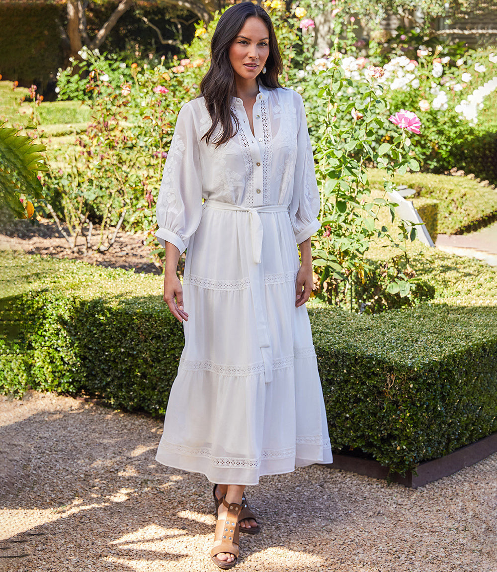 Image of Embroidered Tiered Dress