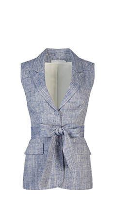 Tailored Linen Vest With Adjustable Waist Tie