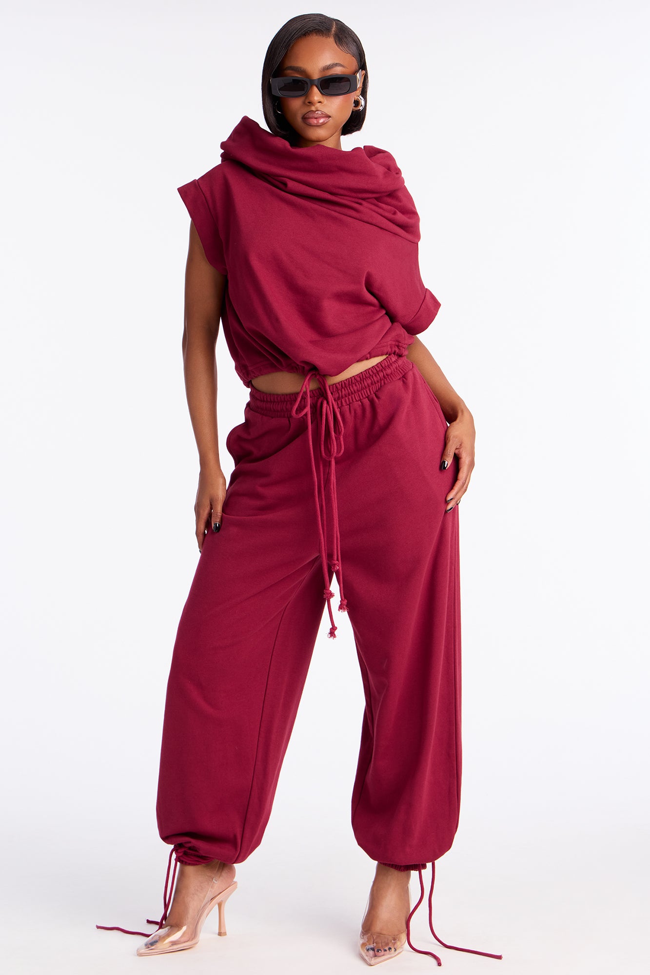 Image of Alexa Jogger Pant Set - Burgundy