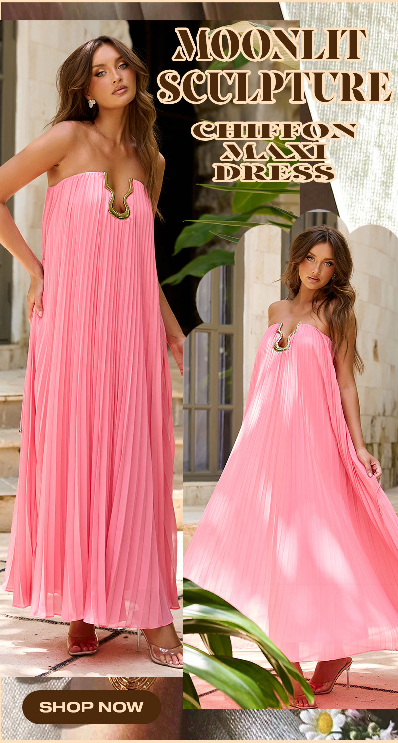 Moonlit Sculpture Chiffon Maxi Dress