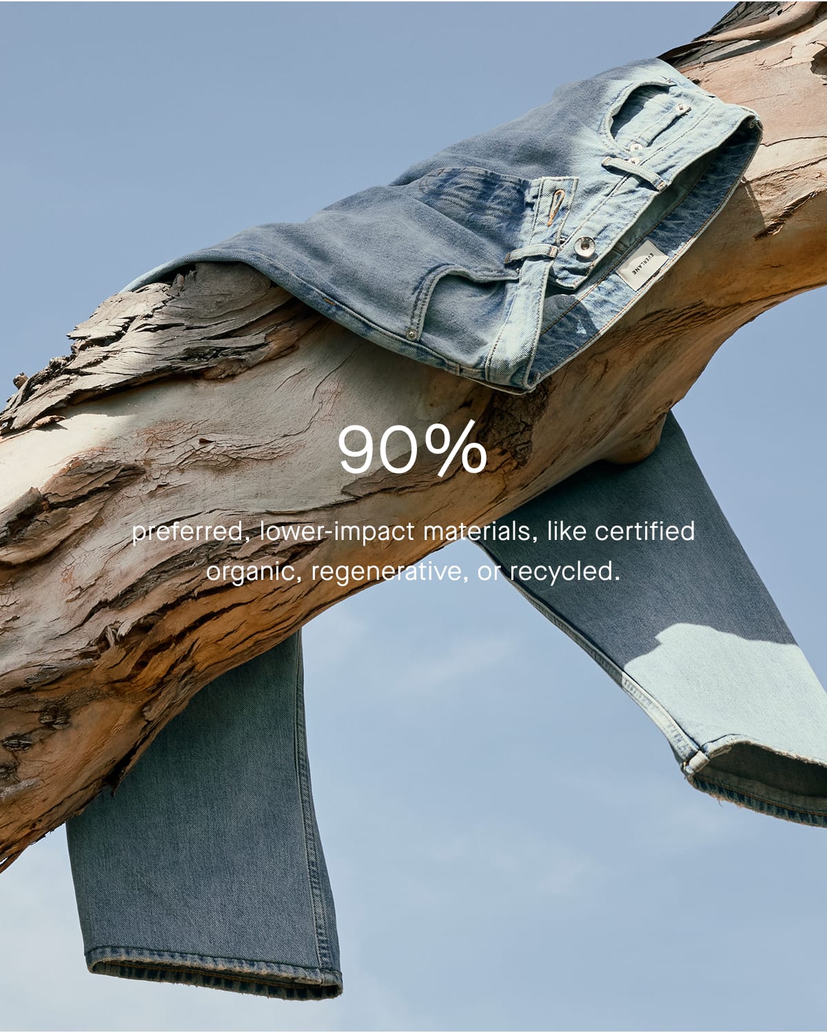 90% preferred, lower-impact materials, like certified=E2=80=A8organic, regenerative, or recycled.