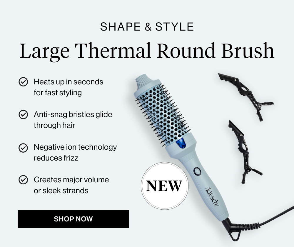 Shape & Style. Large Thermal Round Brush. Heats up in seconds for fast styling  Anti-snag bristles glide through hair  Negative ion technology reduces frizz  Creates major volume or sleek strands