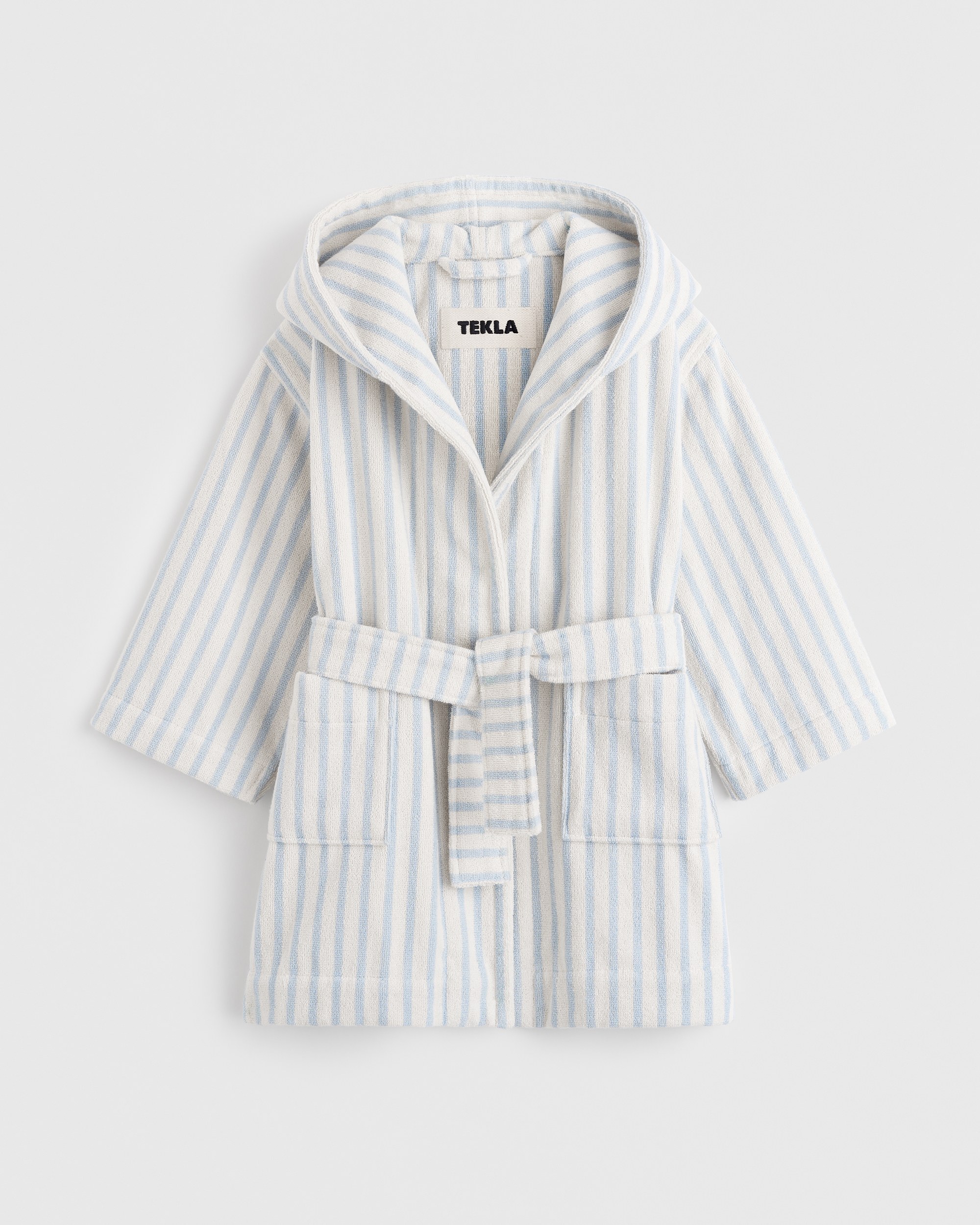 Soft Blue Stripes Terry kids bathrobe
