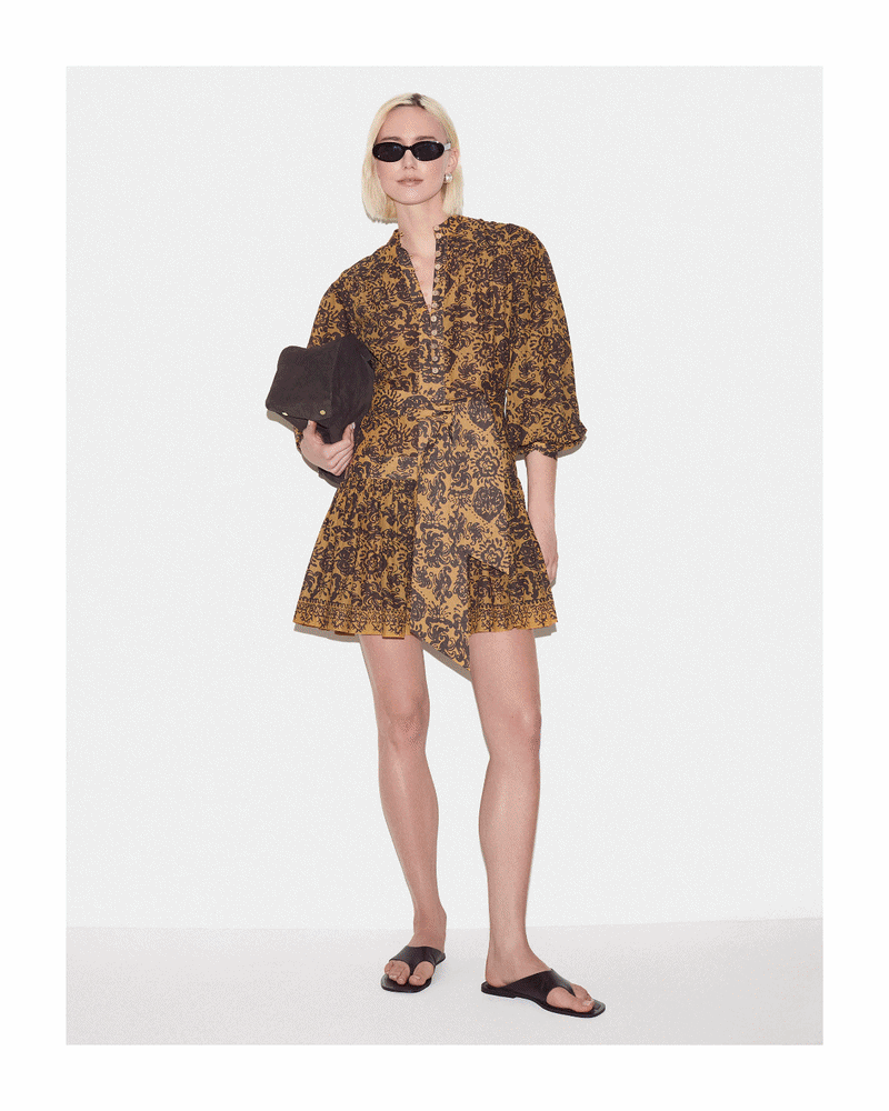 Batik Cotton Button Mini Dress