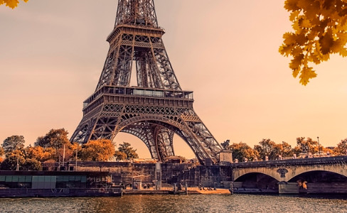 Eiffel Towers Fall Leaves River Paris