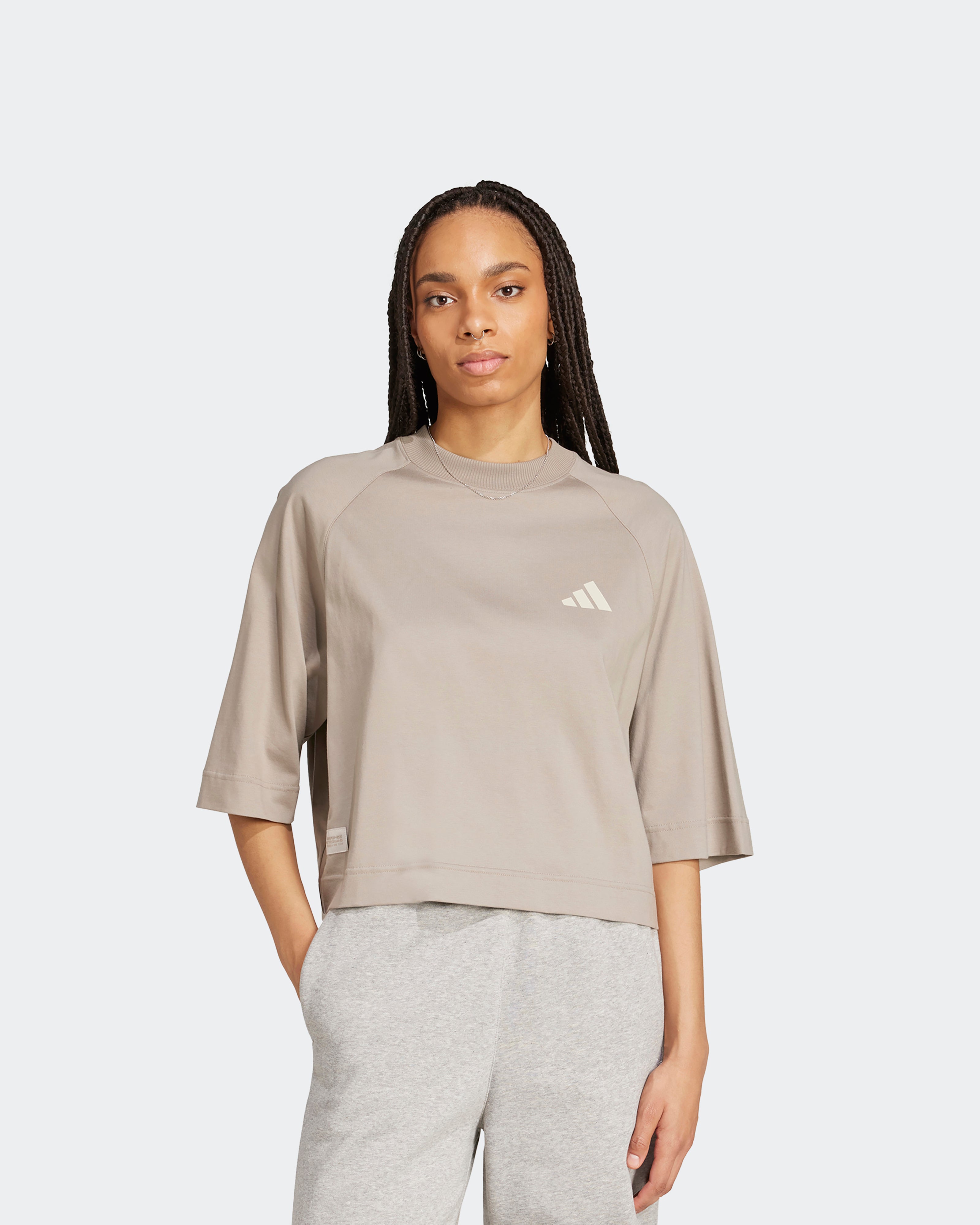 Image of Womens Premium Sweat T-Shirt Beige