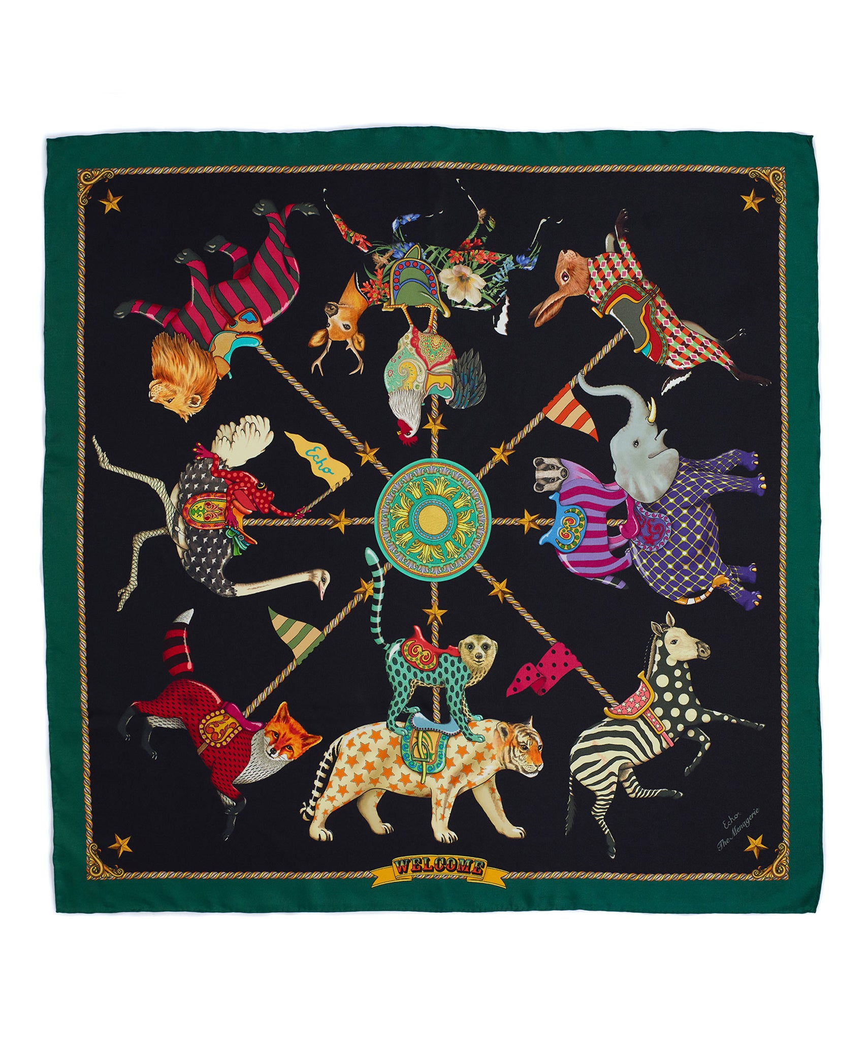 The Menagerie 35" Silk Square Scarf - Black