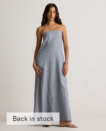 100% European Linen Strapless Maxi Dress