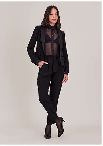 Black Tailored Single Button Tuxedo Jacket