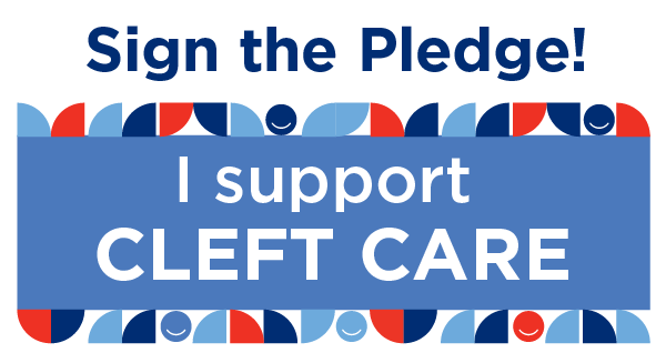 Large text that reads Sign The Pledge, I support cleft care