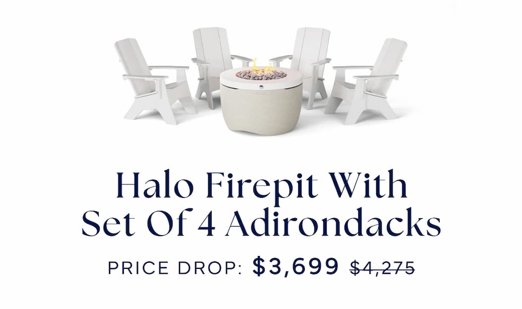 Halo Firepit with Set of 4 Adirondacks