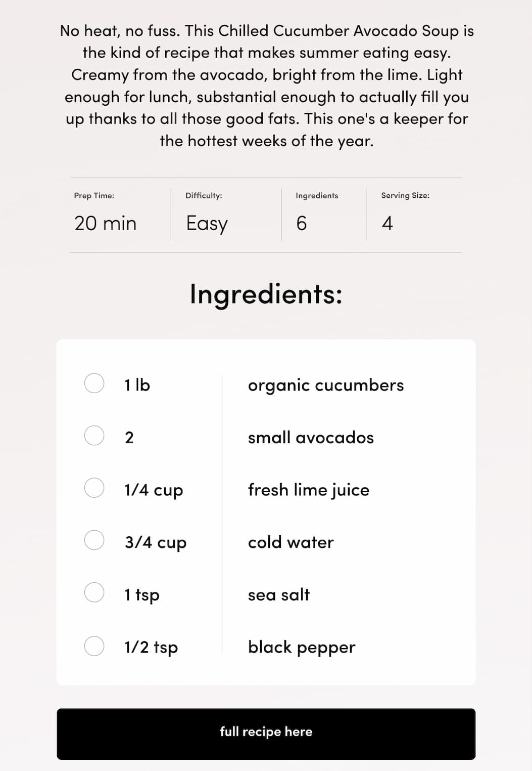 Chilled Cucumber Avocado Soup