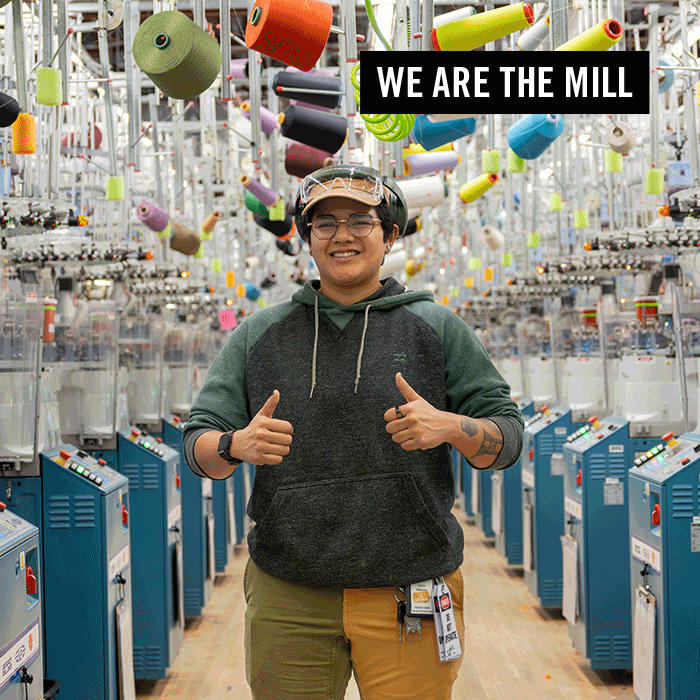 Read about our Team - We Are the Mill: employees at work on the knitting floor at the Mill