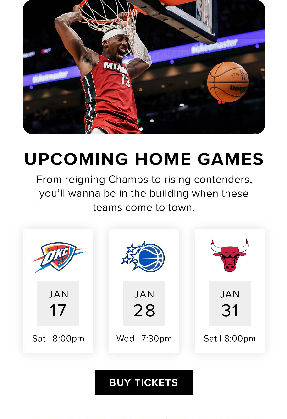 Upcoming Home Games | Jan 17, 28, + 31 | Vote Now