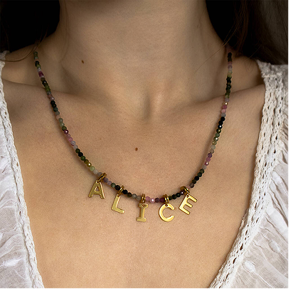 Personalised Tourmaline Bead Name Necklace