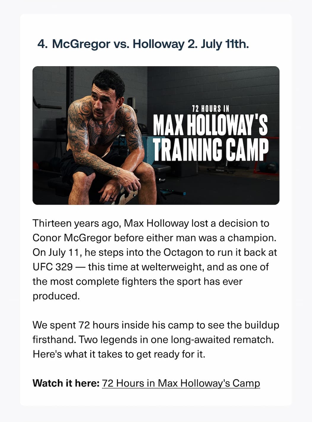max holloway's training camp