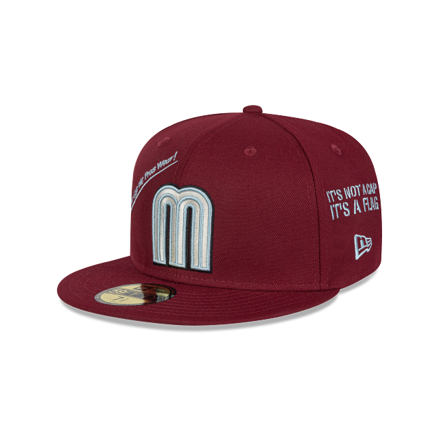 Image of New Era Mexico Anniversary Logos 59FIFTY Fitted Hat-Burgandy