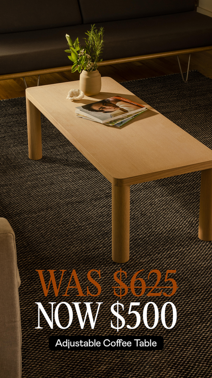Keeps Solid Oak Adjustable Coffee Table Long Rectangle Natural Finish