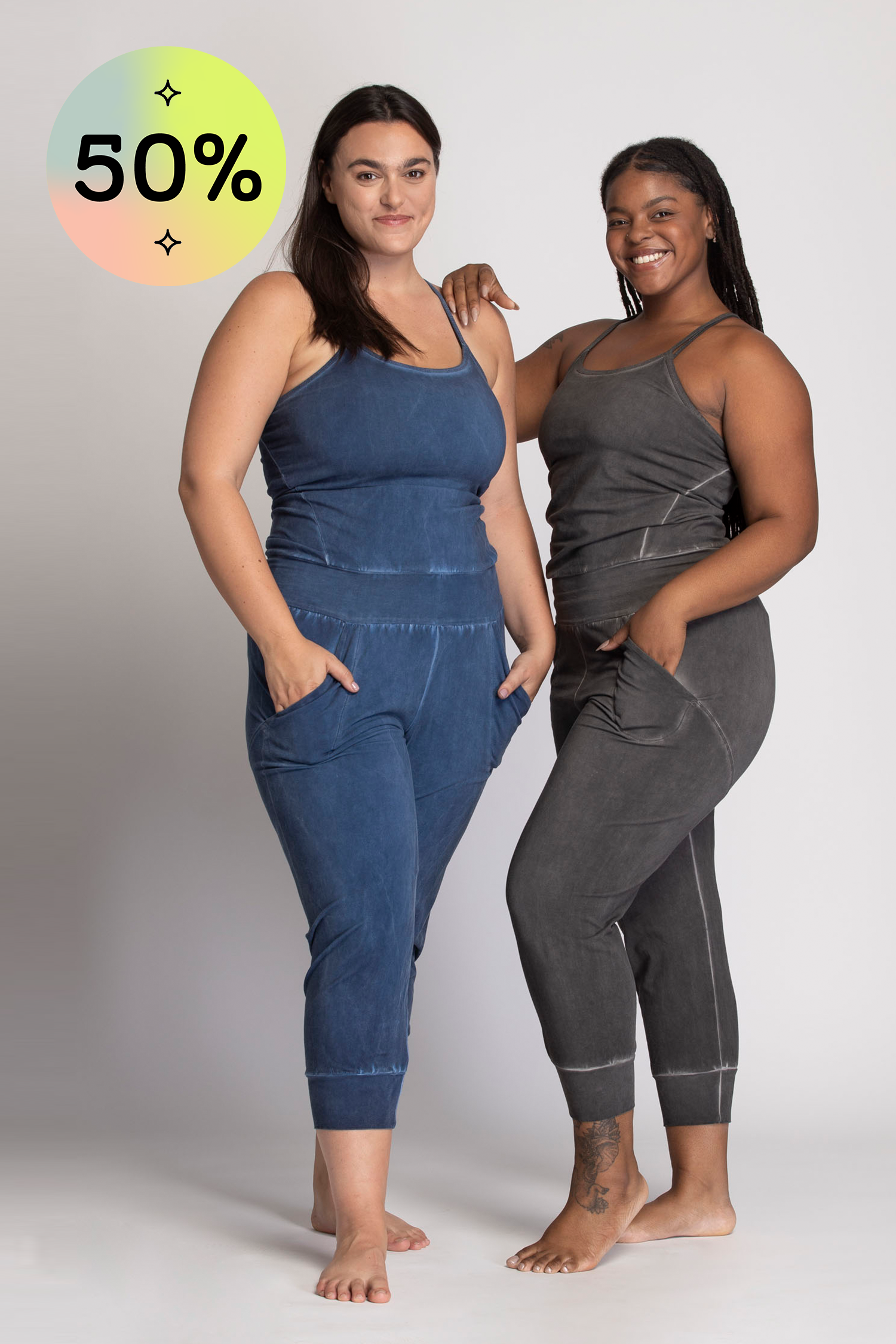 Image of I'mPerfect Stonewash Yoga Jumpsuit 50%off