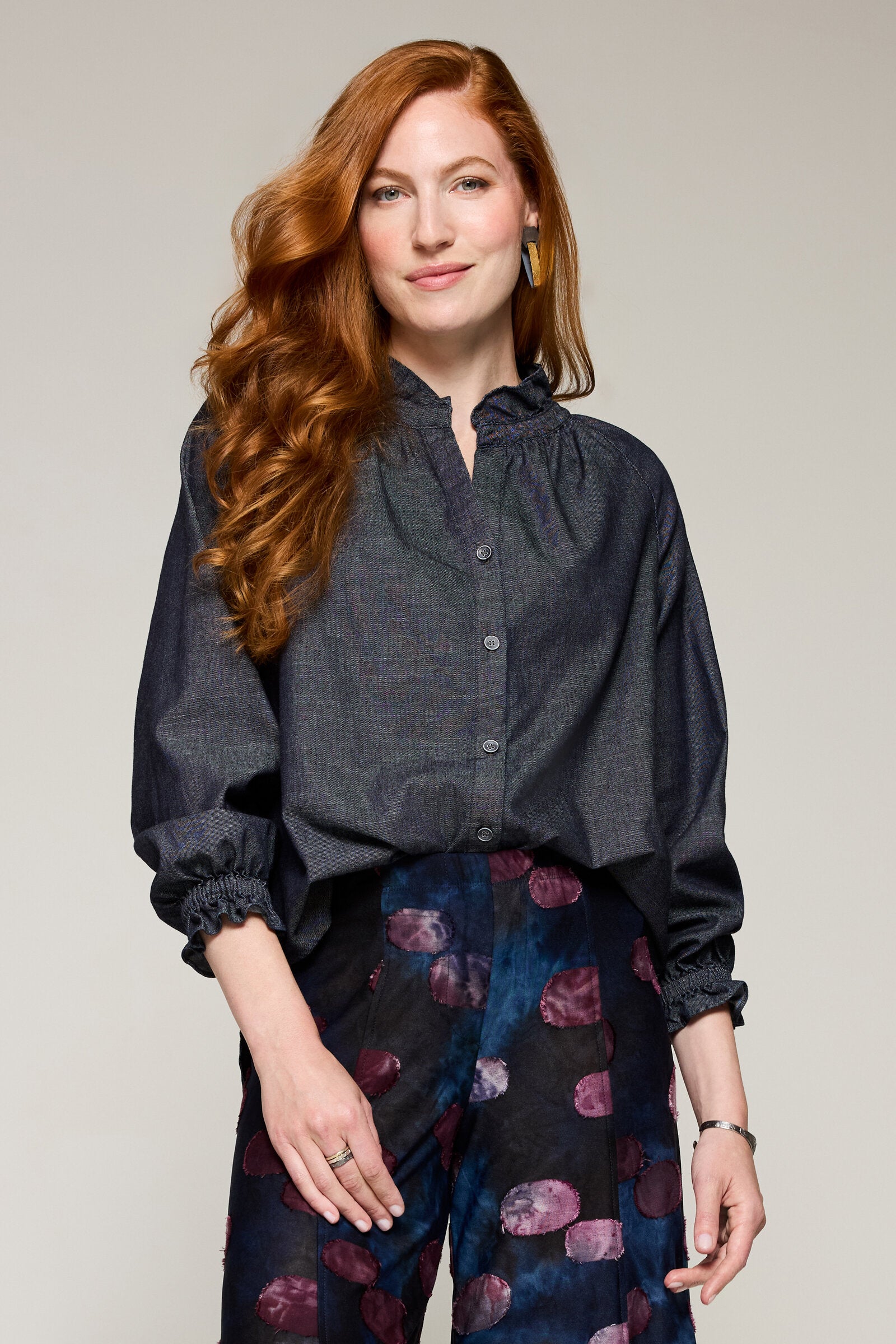 Image of Chambray Beatrice Blouse - Indigo