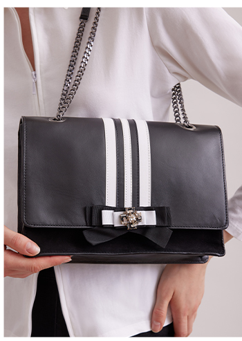 Suede and Leather Handbag in Black & White
