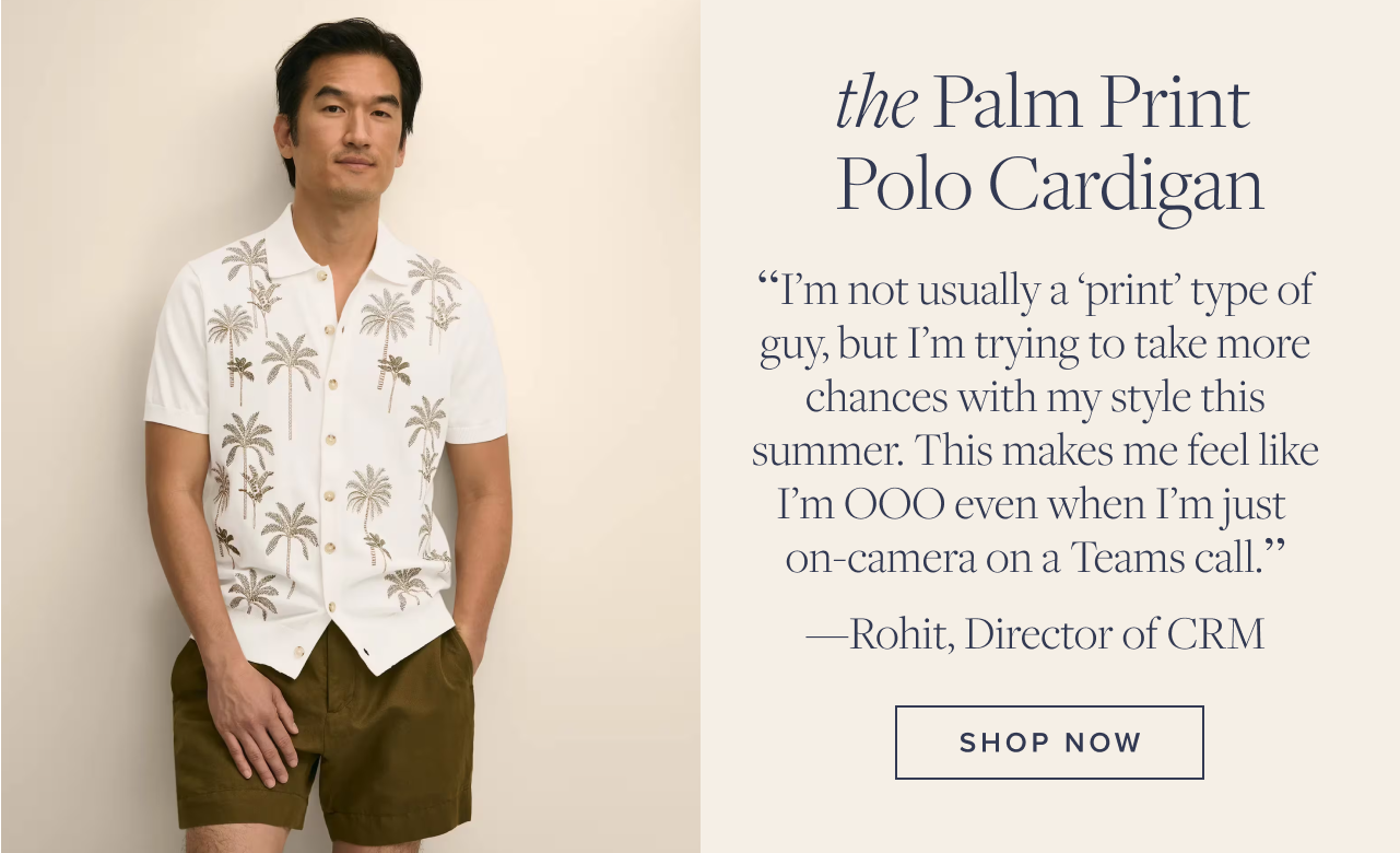 The Palm Print Polo Cardigan Shop Now