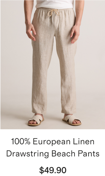 100% European Linen Drawstring Beach Pants