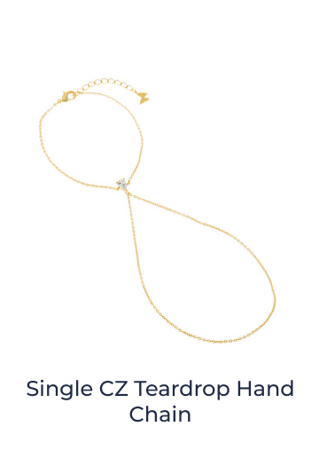 Single CZ Teardrop Hand Chain