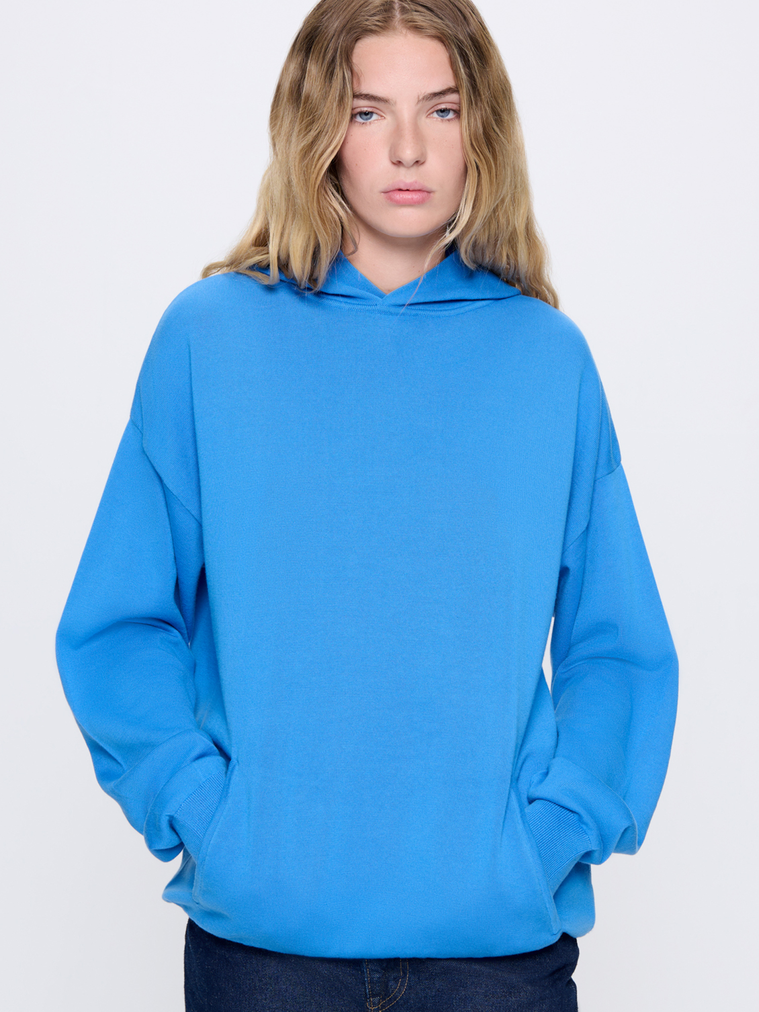Womens DNA Knitted Hoodie - Geyser Blue