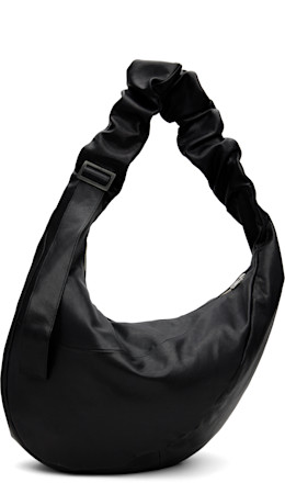 Black Goat Leather Twist Shoulder Bag - ssstein