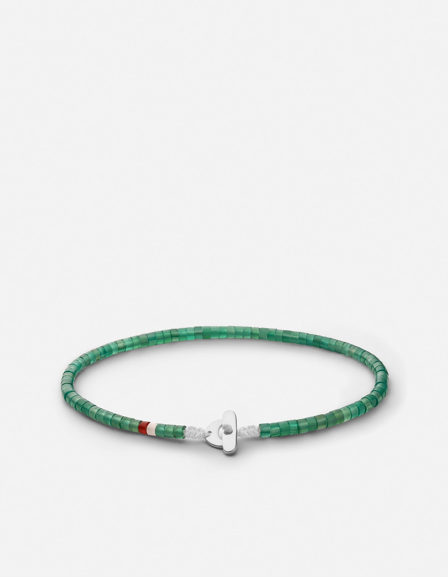Image of Zane Agate Bead Bracelet, Sterling Silver / Green